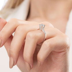 0,98 Karat Kolu Taşlı Tektaş Pırlanta Yüzük - PR01182 - 7