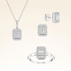 0,99 Karat Baget Pırlanta Set - 1