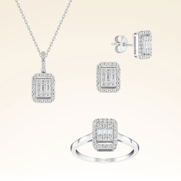 0,99 Karat Baget Pırlanta Set - Pare Pırlanta