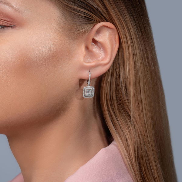 1,00 Karat Baget Pırlanta Küpe - Pare Pırlanta