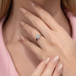 D Renk 1,00 Karat HRD Sertifikalı Tektaş Pırlanta Yüzük - 5