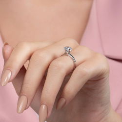 E Renk 1,00 Karat HRD Sertifikalı Tektaş Pırlanta Yüzük - 6