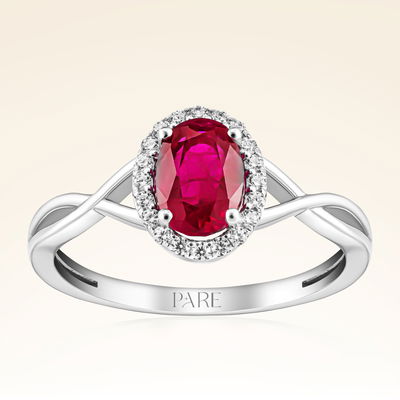 1,00 Karat Pırlanta Yakut Yüzük - Pare Pırlanta