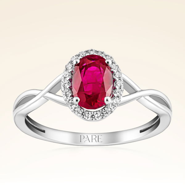 1,00 Karat Pırlanta Yakut Yüzük - Pare Pırlanta