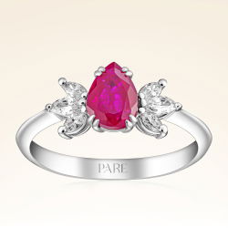 1,00 Karat Pırlantalı Yakut Yüzük - 1