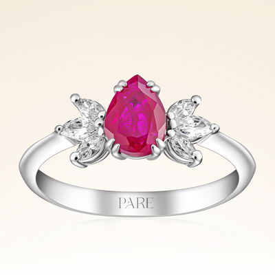 1,00 Karat Pırlantalı Yakut Yüzük - Pare Pırlanta