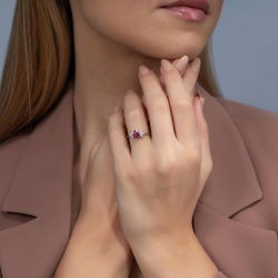 1,00 Karat Pırlantalı Yakut Yüzük - 3