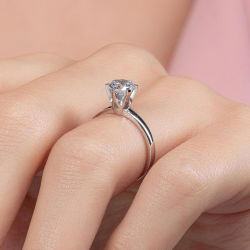 G Renk 1,00 Karat HRD Sertifikalı Tektaş Pırlanta Yüzük - 7