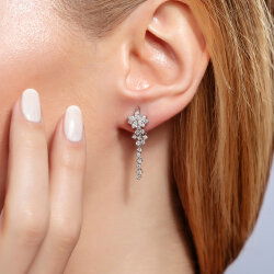 1,02 Karat Pırlantalı Markiz Fantezi Küpe - 2