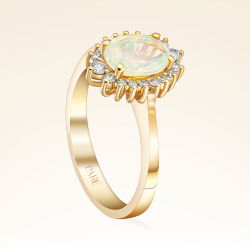 1,04 Karat Pırlanta Opal Yüzük - 2