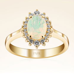 1,04 Karat Pırlanta Opal Yüzük - 1