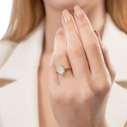 1,04 Karat Pırlanta Opal Yüzük - 3