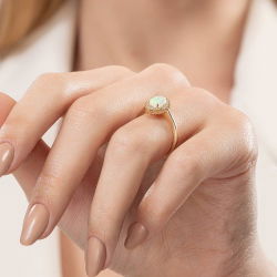 1,04 Karat Pırlanta Opal Yüzük - 5