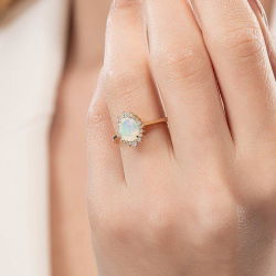 1,04 Karat Pırlanta Opal Yüzük - 4