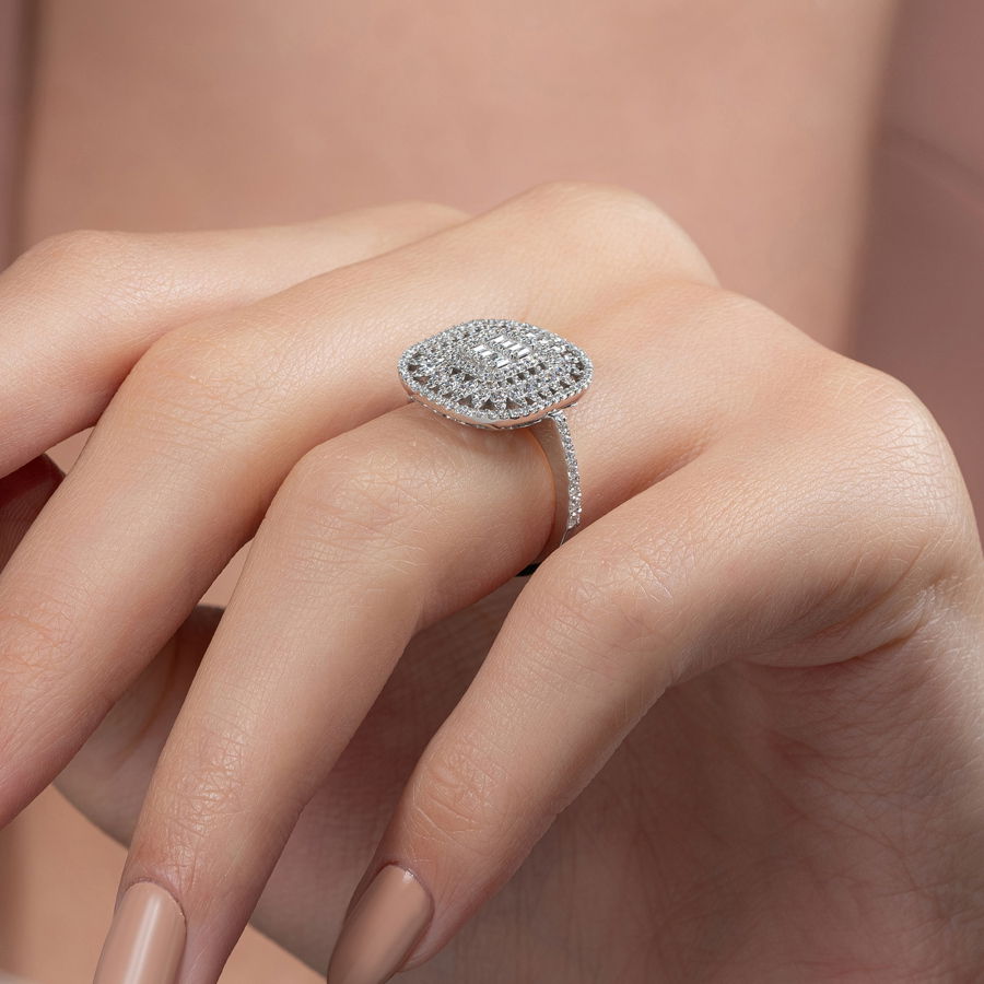 1,05 Karat Kolu Taşlı Baget Pırlanta Yüzük - PR00222 - 7