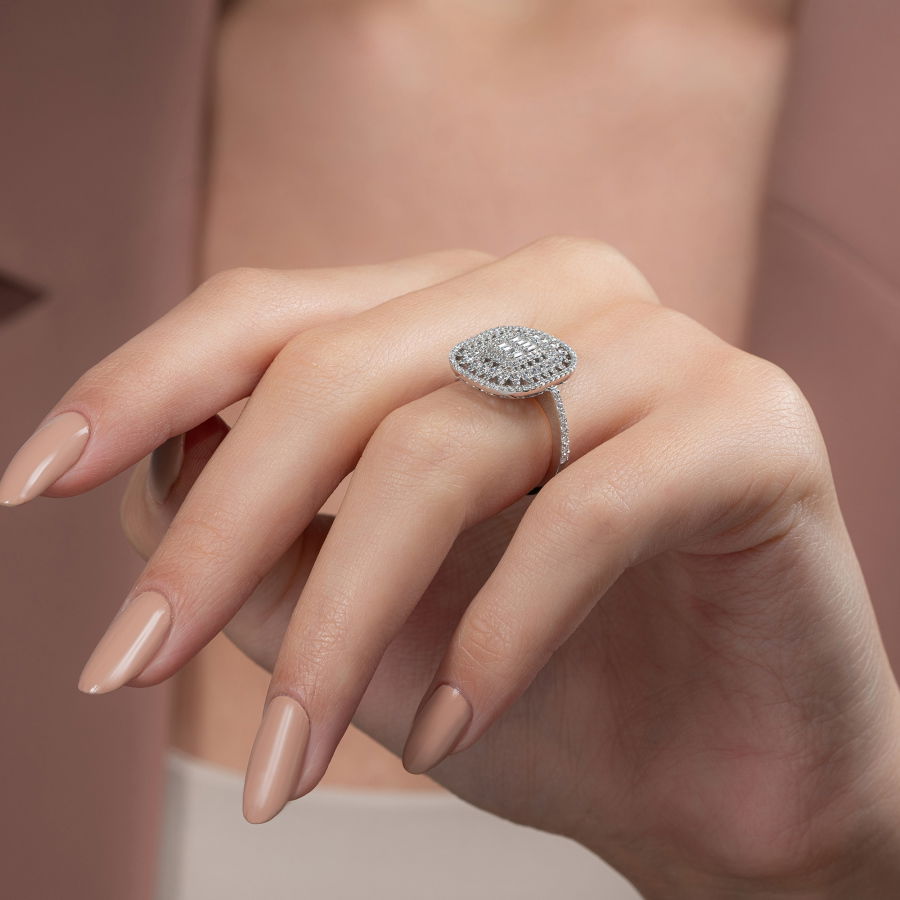 1,05 Karat Kolu Taşlı Baget Pırlanta Yüzük - PR00222 - 6
