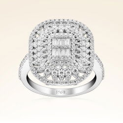 1,05 Karat Kolu Taşlı Baget Pırlanta Yüzük - 1