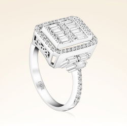 1,05 Karat Kolu Taşlı Baget Pırlanta Yüzük - PR00136 - 2