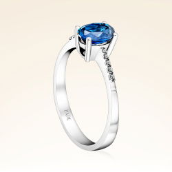 1,05 Karat Kolu Taşlı Safir Pırlanta Yüzük - PR00106 - 2