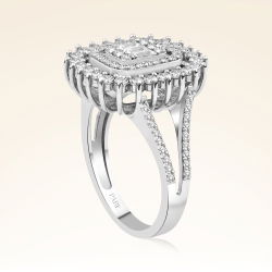 1,07 Karat Kolu Taşlı Baget Pırlanta Yüzük - PR00295 - 2