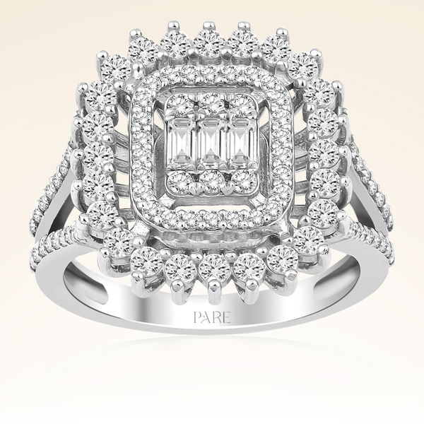 1,07 Karat Kolu Taşlı Baget Pırlanta Yüzük - Pare Pırlanta