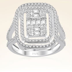 1,07 Karat Kolu Taşlı Baget Pırlanta Yüzük - PR00228 - 1