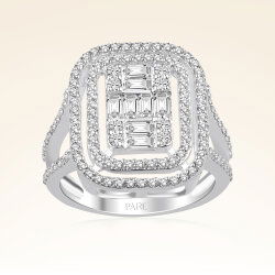 1,07 Karat Kolu Taşlı Baget Pırlanta Yüzük - 1