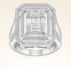 1,07 Karat Kolu Taşlı Baget Pırlanta Yüzük - PR00290 - 1