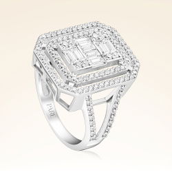 1,07 Karat Kolu Taşlı Baget Pırlanta Yüzük - PR00290 - 2