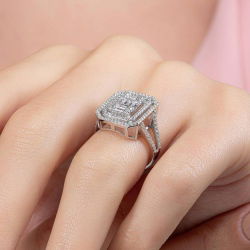 1,07 Karat Kolu Taşlı Baget Pırlanta Yüzük - PR00290 - 7