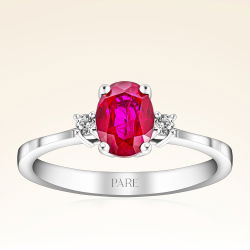 0,95 Karat Pırlanta Yakut Yüzük - 1