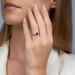 0,95 Karat Pırlanta Yakut Yüzük - 3