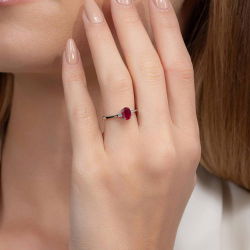 0,95 Karat Pırlanta Yakut Yüzük - 4