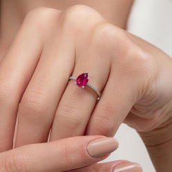 1,07 Karat Pırlanta Yakut Yüzük - PR00201 - 4