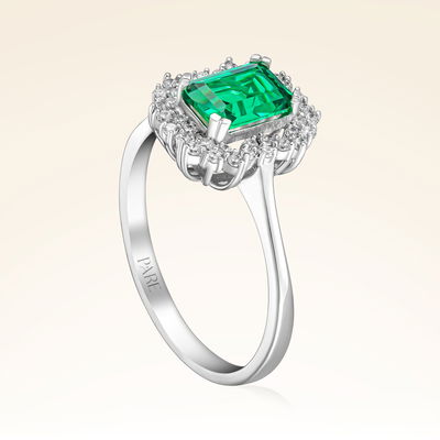 1,10 Karat Pırlantalı Zümrüt Yüzük - Pare Pırlanta