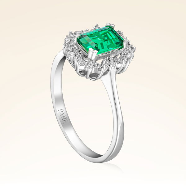 1,10 Karat Pırlantalı Zümrüt Yüzük - Pare Pırlanta