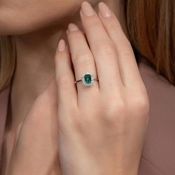 1,10 Karat Pırlantalı Zümrüt Yüzük - PR00551 - 4