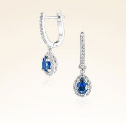 1,10 Karat Safir Pırlanta Küpe - 1