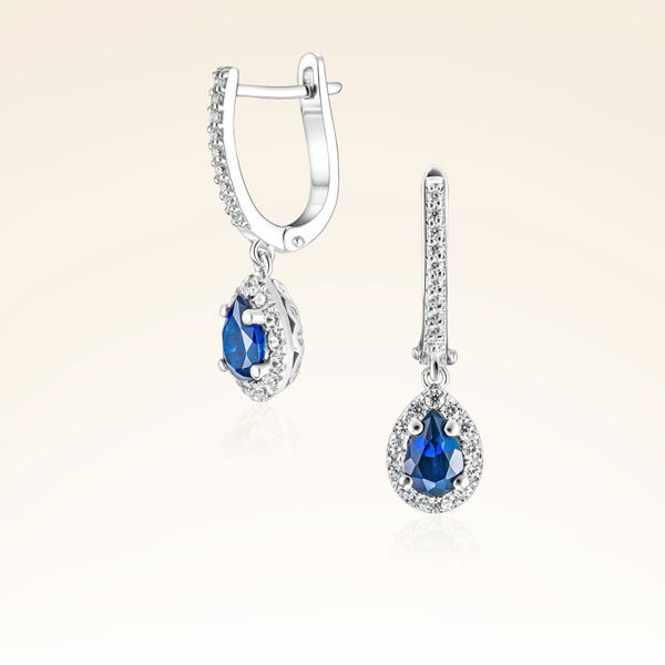 1,10 Karat Safir Pırlanta Küpe - Pare Pırlanta