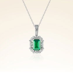 1,12 Karat Pırlantalı Zümrüt Kolye - 1