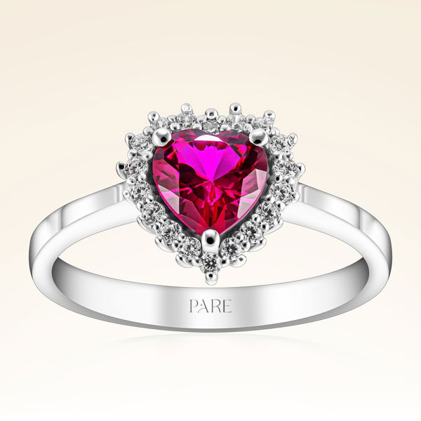 1,15 Karat Fantezi Kalp Yakut Pırlanta Yüzük - Pare Pırlanta