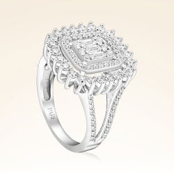 1,15 Karat Kolu Taşlı Baget Pırlanta Yüzük - PR00296 - 2