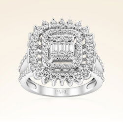 1,15 Karat Kolu Taşlı Baget Pırlanta Yüzük - 1