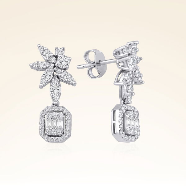 1,16 Karat Pırlantalı Baget Küpe - Pare Pırlanta