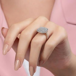 1,19 Karat Kolu Taşlı Baget Pırlanta Yüzük - PR00223 - 6
