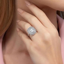 1,19 Karat Kolu Taşlı Baget Pırlanta Yüzük - PR00223 - 5