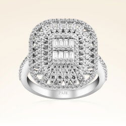 1,19 Karat Kolu Taşlı Baget Pırlanta Yüzük - 1