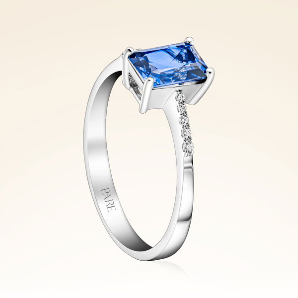 1,20 Karat Kolu Taşlı Safir Pırlanta Yüzük - Pare Pırlanta