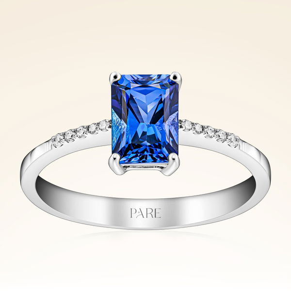 1,20 Karat Kolu Taşlı Safir Pırlanta Yüzük - Pare Pırlanta