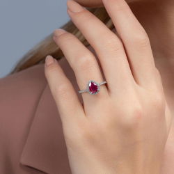 1,20 Karat Kolu Taşlı Yakut Pırlanta Yüzük - 4